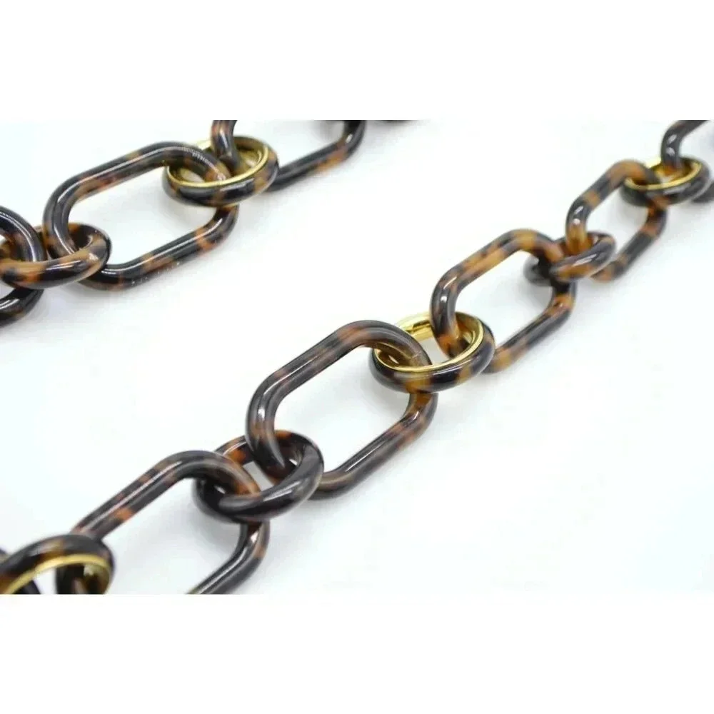 MICHAEL KORS Faux Tortoise Resin Graduated Chain Link Necklace